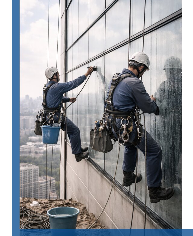 Профессиональная мойка фасадных окон альпинистами в Шелехове