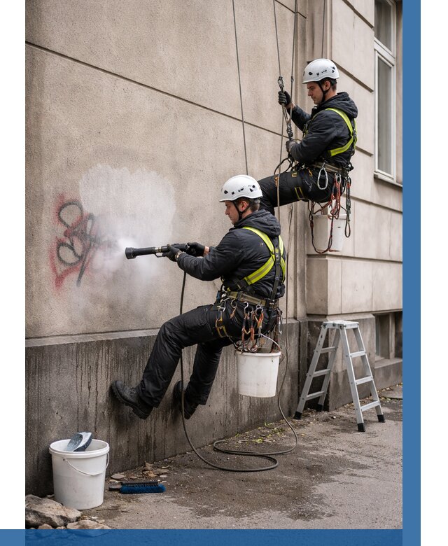 Удаление граффити с фасада в Шелехове от 4822 р. | ВЫСОТНИК-Шлх