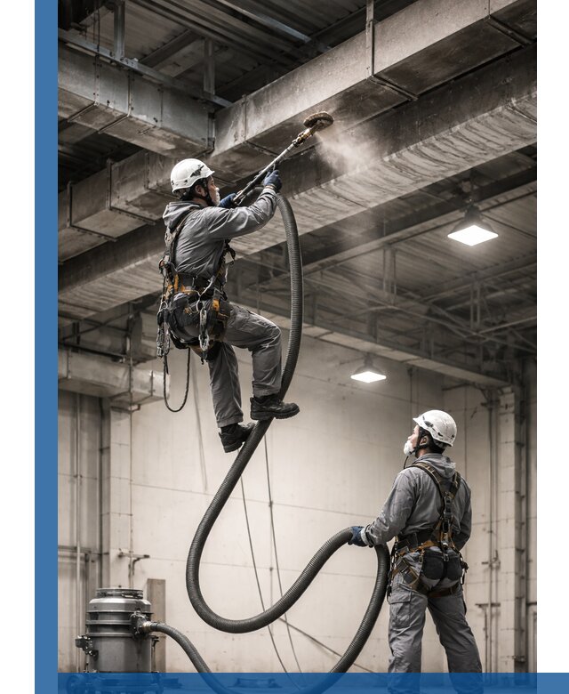 Обеспыливание потолочных конструкций в Шелехове промышленным альпинизмом