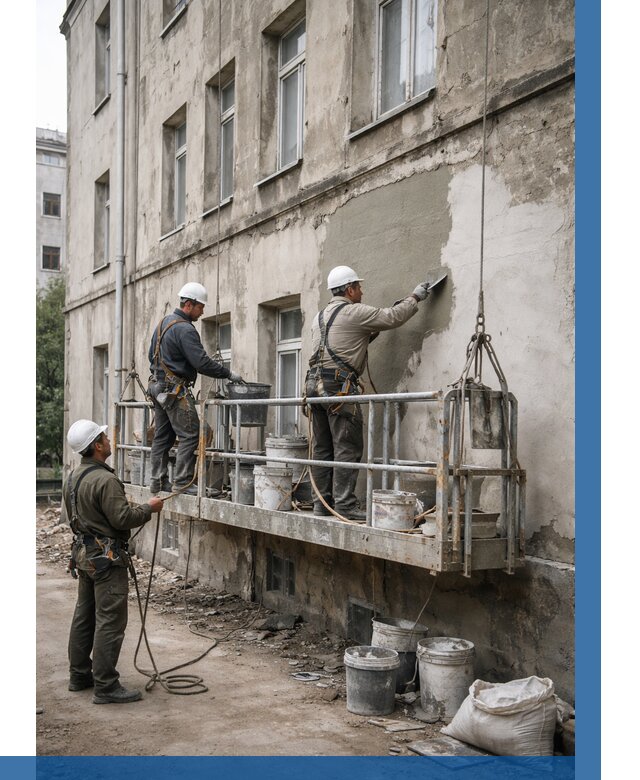 Капитальный ремонт фасада в Шелехове от 4500 р. | ВЫСОТНИК-Шлх