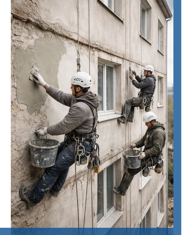 Ремонт штукатурного фасада в Шелехове от 804 р. под ключ | ВЫСОТНИК-Шлх