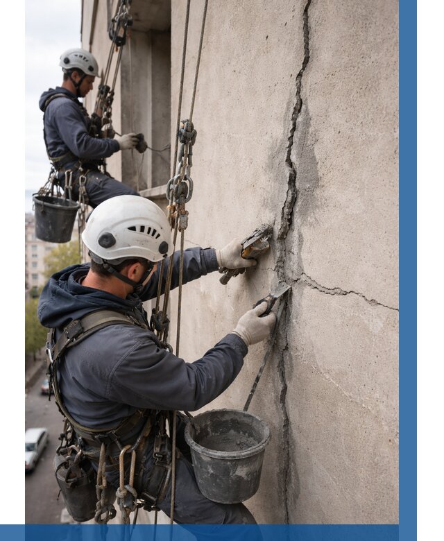 Заделка трещин на фасаде в Шелехове от 964 р. | ВЫСОТНИК-Шлх