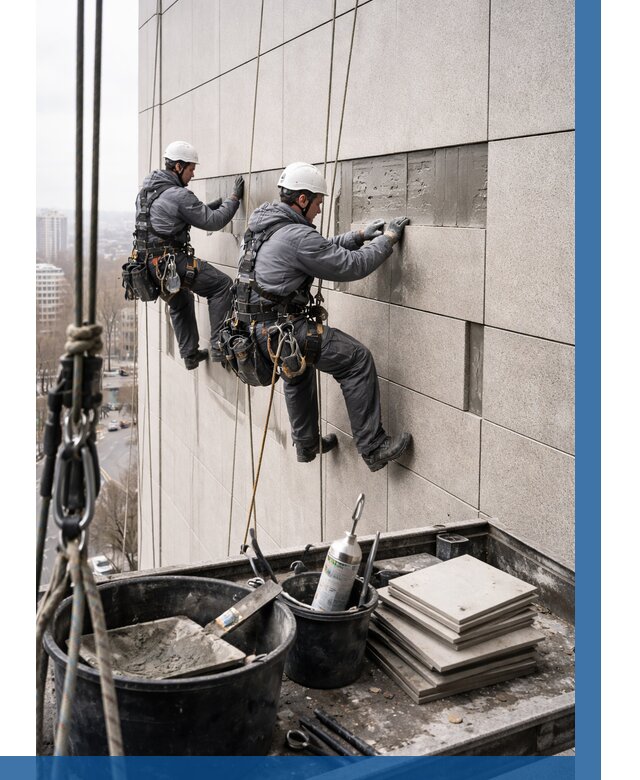 Ремонт фасада из керамогранита в Шелехове от 2679 р. | ВЫСОТНИК-Шлх