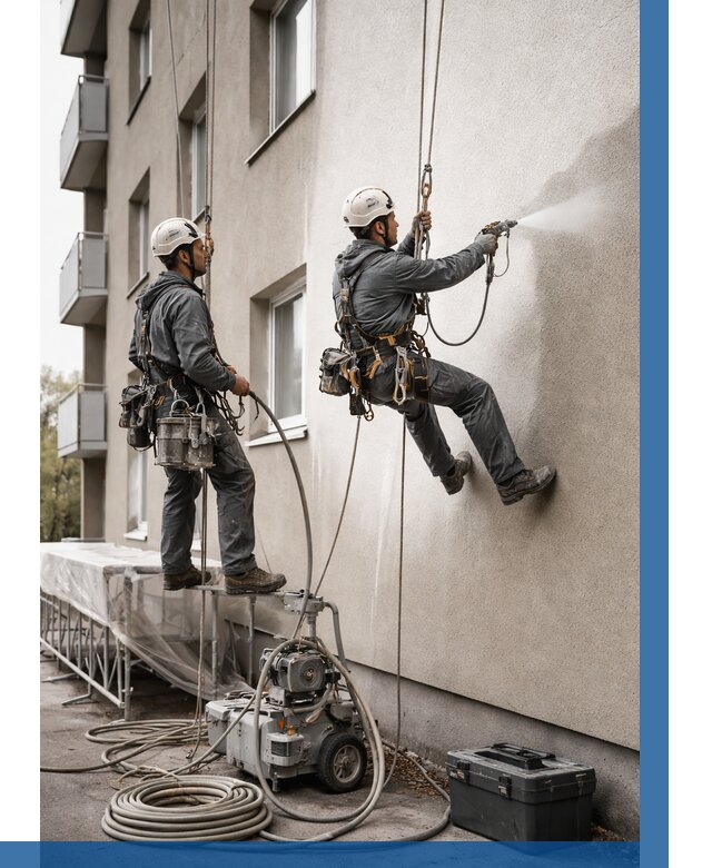 Безвоздушная покраска фасада в Шелехове от 236 р/м² | ВЫСОТНИК-Шлх