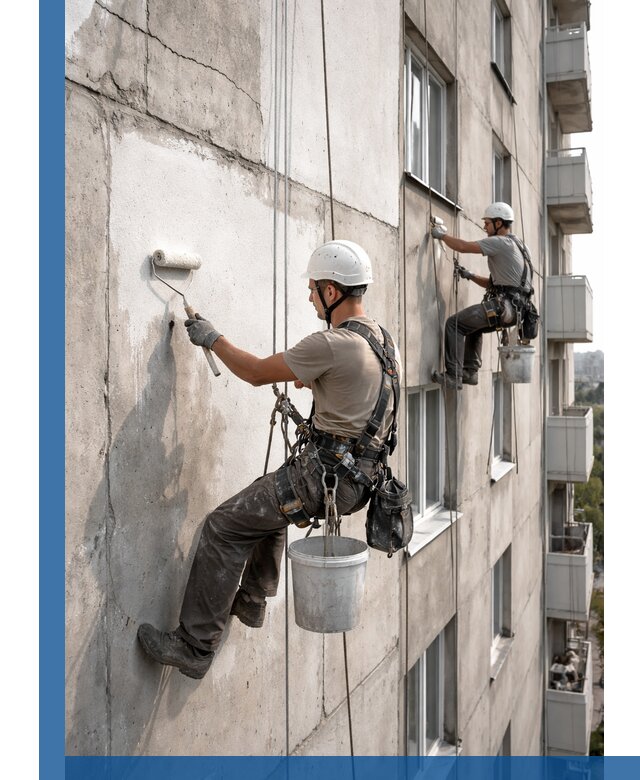 Покраска бетонного фасада в Шелехове для жилых и промышленных объектов