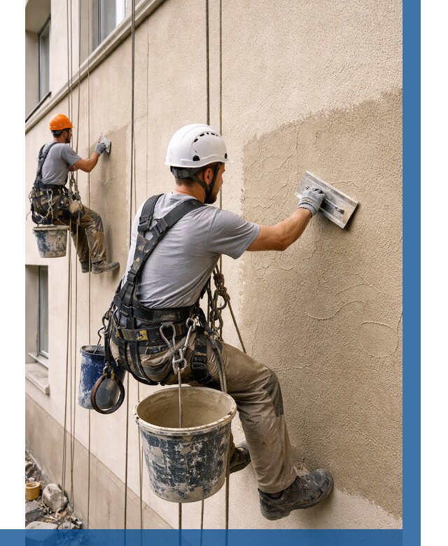 Декоративная штукатурка фасада в Шелехове от 1286 р. | ВЫСОТНИК-Шлх