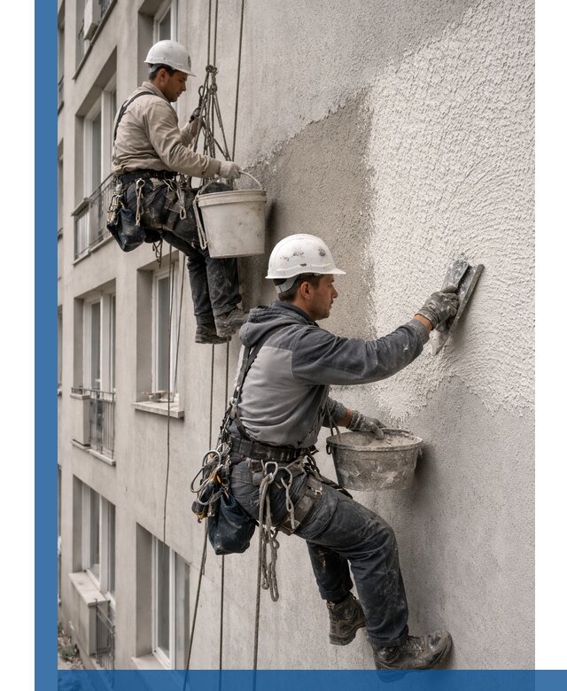 Нанесение декоративной штукатурки короед на фасад в Шелехове