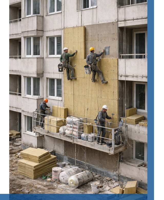 Утепление фасада минватой в Шелехове от 1607 р. | ВЫСОТНИК-Шлх