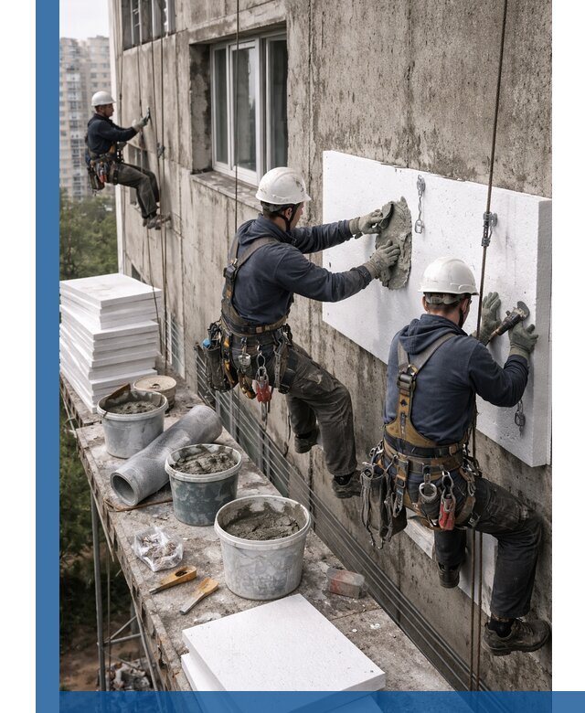 Утепление фасада пенополистиролом в Шелехове под ключ