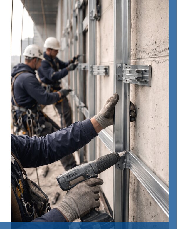 Монтаж подсистемы вентфасада в Шелехове от 911 р. | ВЫСОТНИК-Шлх