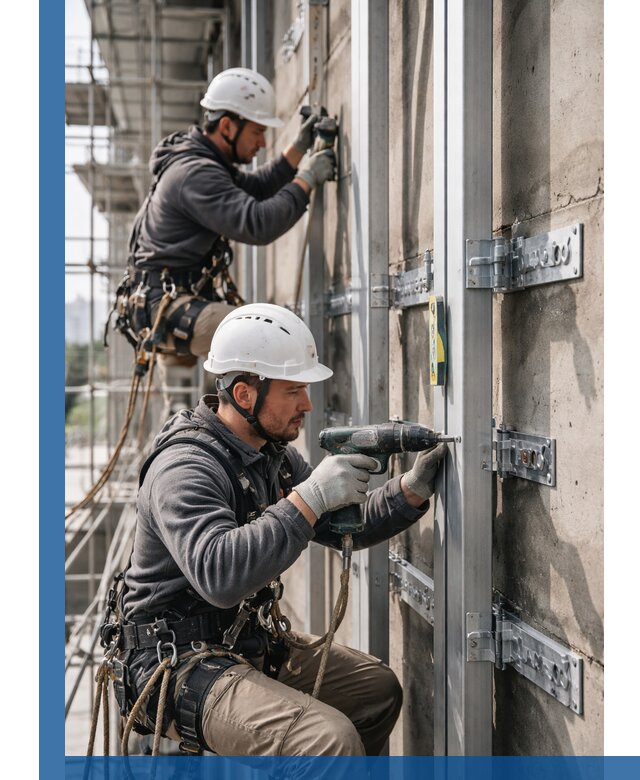 Монтаж и крепление подсистемы вентфасада в Шелехове