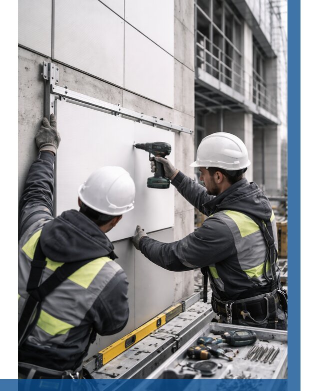 Монтаж композитных панелей фасада в Шелехове от 2679 р. | ВЫСОТНИК-Шлх