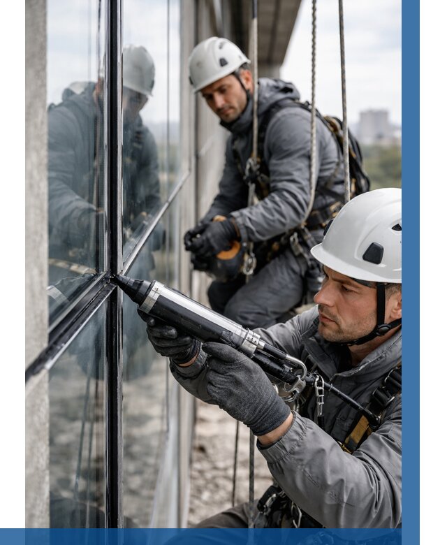 Герметизация витражных швов в Шелехове от 696 р. | ВЫСОТНИК-Шлх