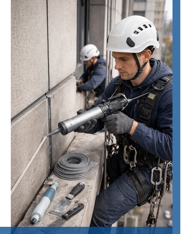 Герметизация деформационных швов фасада в Шелехове от 750 | ВЫСОТНИК-Шлх