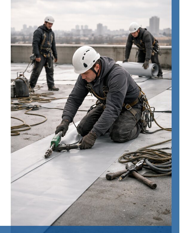 Ремонт мембранной кровли в Шелехове от 1929 р./м2 | ВЫСОТНИК-Шлх