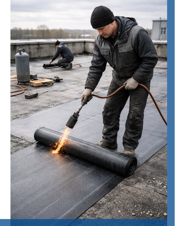 Ремонт наплавляемой кровли в Шелехове от 750 р. | ВЫСОТНИК-Шлх