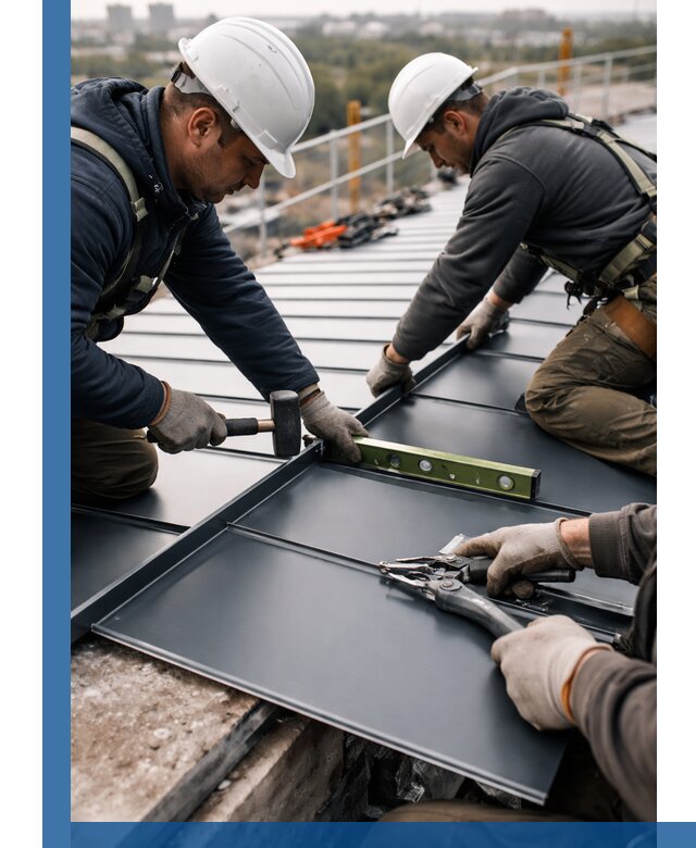 Монтаж фальцевой кровли в Шелехове для промышленных зданий