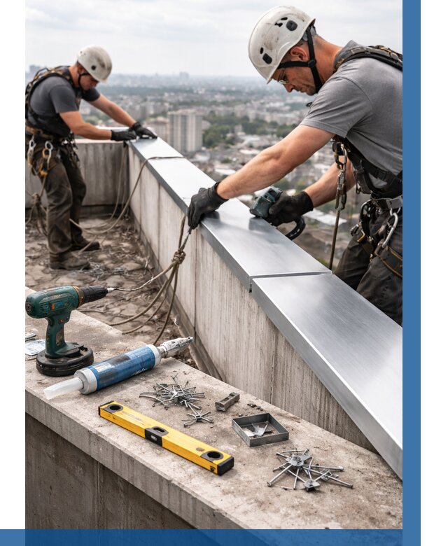 Монтаж парапетных крышек в Шелехове от 857 р. | ВЫСОТНИК-Шлх