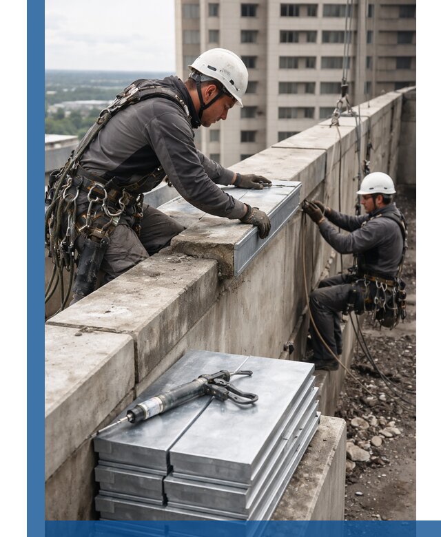 Замена парапетных крышек и установка новых в Шелехове