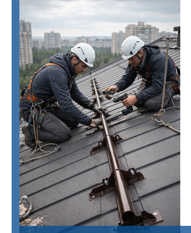 Монтаж снегозадержателей на кровле зданий в Шелехове под ключ