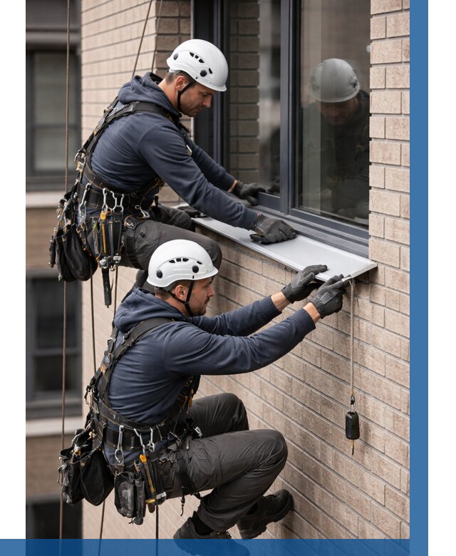 Монтаж оконных отливов под ключ в Шелехове от 3750 р. | ВЫСОТНИК-Шлх