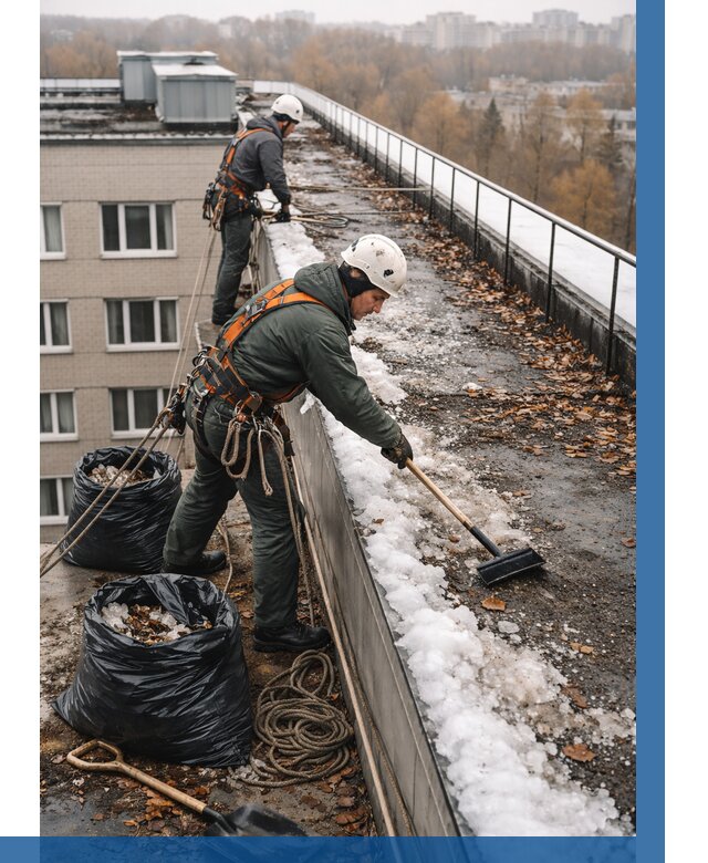 Очистка кровли по периметру в Шелехове от 589 р. | ВЫСОТНИК-Шлх