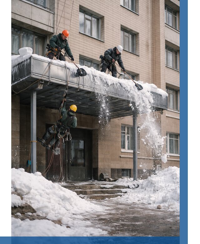 Очистка козырьков от снега в Шелехове от 3750 р. | ВЫСОТНИК-Шлх