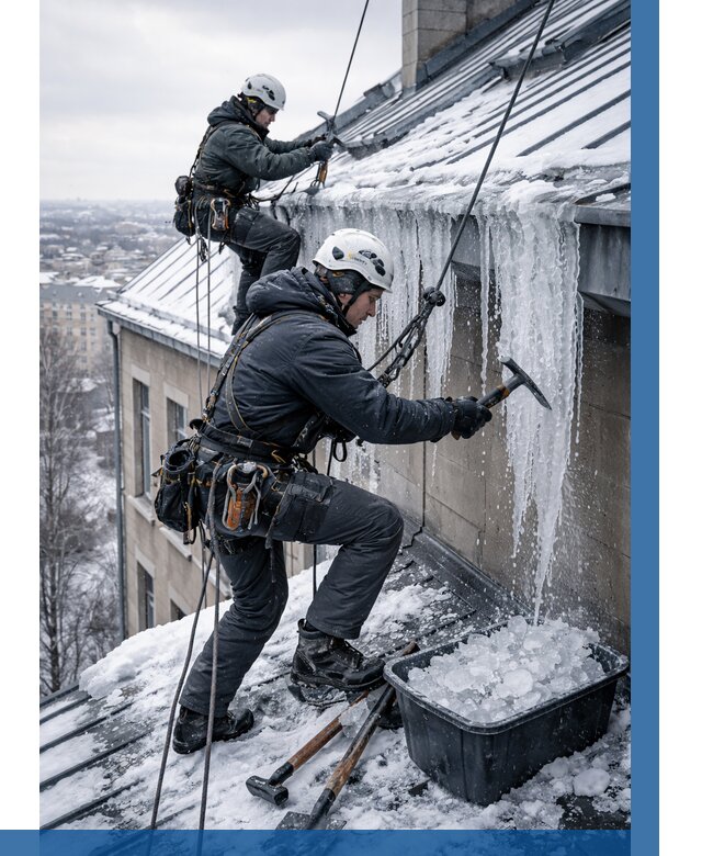 Удаление наледи с кровли в Шелехове от 5893 р. | ВЫСОТНИК-Шлх