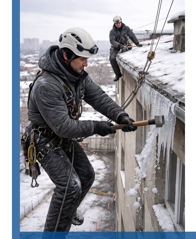 Сбивание и удаление сосулек с крыши в Шелехове безопасно