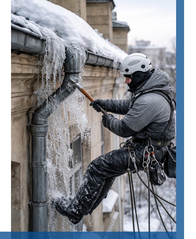 Очистка водостоков от льда в Шелехове от 3750 р. | ВЫСОТНИК-Шлх