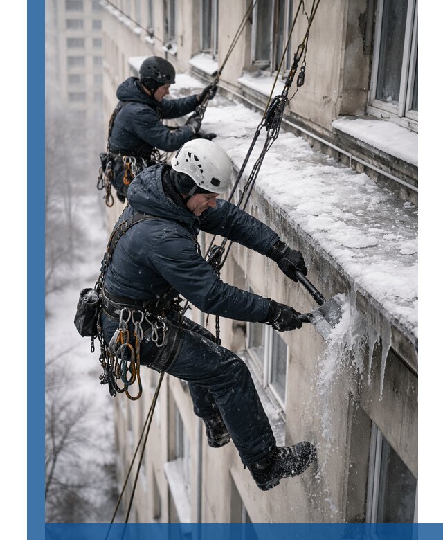 Удаление наледи и сосулек с карнизов в Шелехове профессионально