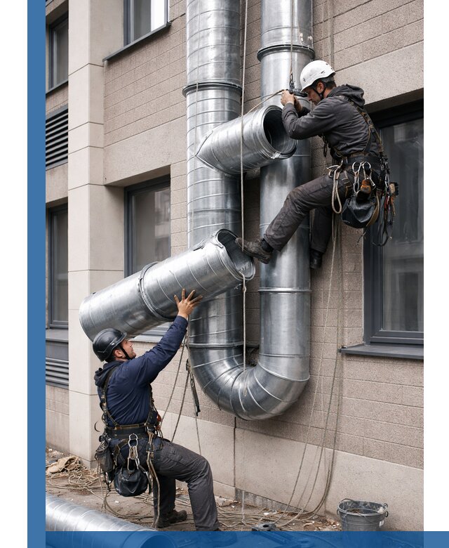 Монтаж фасадных воздуховодов в Шелехове с герметизацией и крепежом