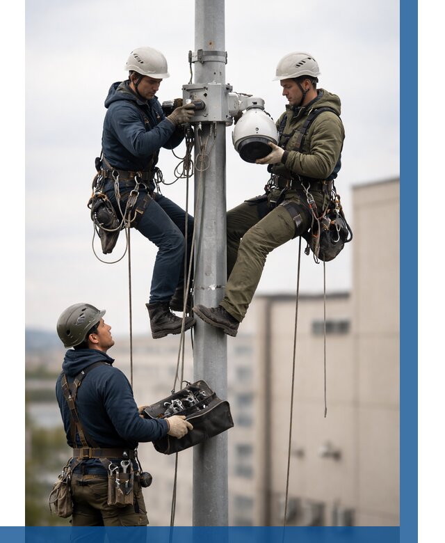 Установка видеокамер на мачте в Шелехове от 9108 р. | ВЫСОТНИК-Шлх