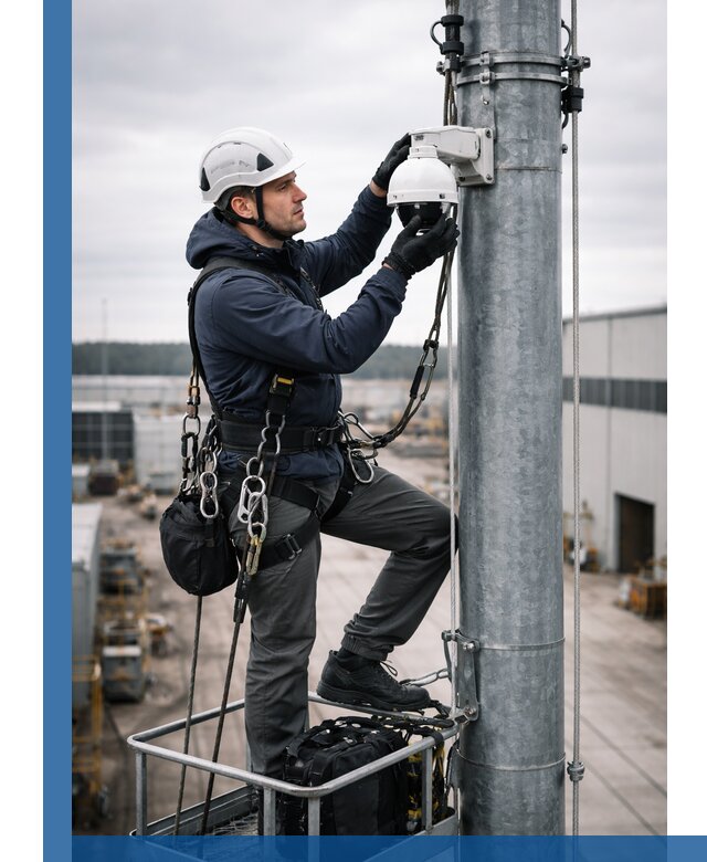 Профессиональная установка видеокамер на мачте в Шелехове
