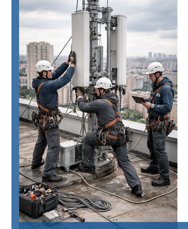 Монтаж антенн связи на крыше в Шелехове с вводом в эксплуатацию