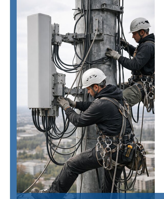 Монтаж оборудования связи на мачте в Шелехове с пусконаладкой