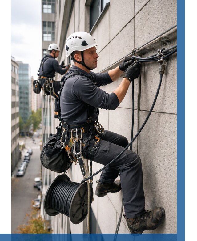 Прокладка кабеля по фасаду в Шелехове от 375 р. | ВЫСОТНИК-Шлх