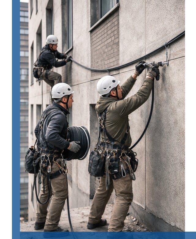 Прокладка кабеля по фасаду в Шелехове, профессиональный монтаж