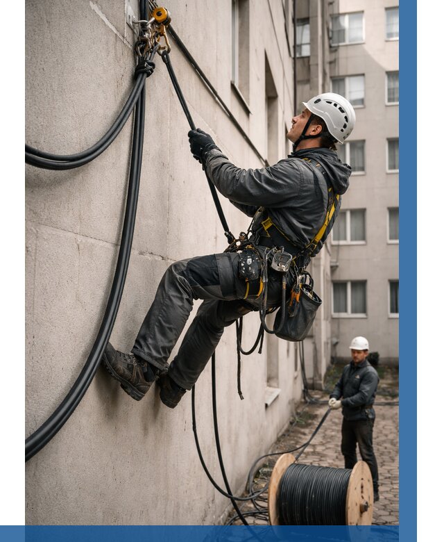 Протяжка кабеля питания на высоте в Шелехове от 482 р. | ВЫСОТНИК-Шлх