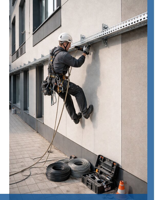 Монтаж кабельных лотков на фасаде в Шелехове от 1286 р. | ВЫСОТНИК-Шлх