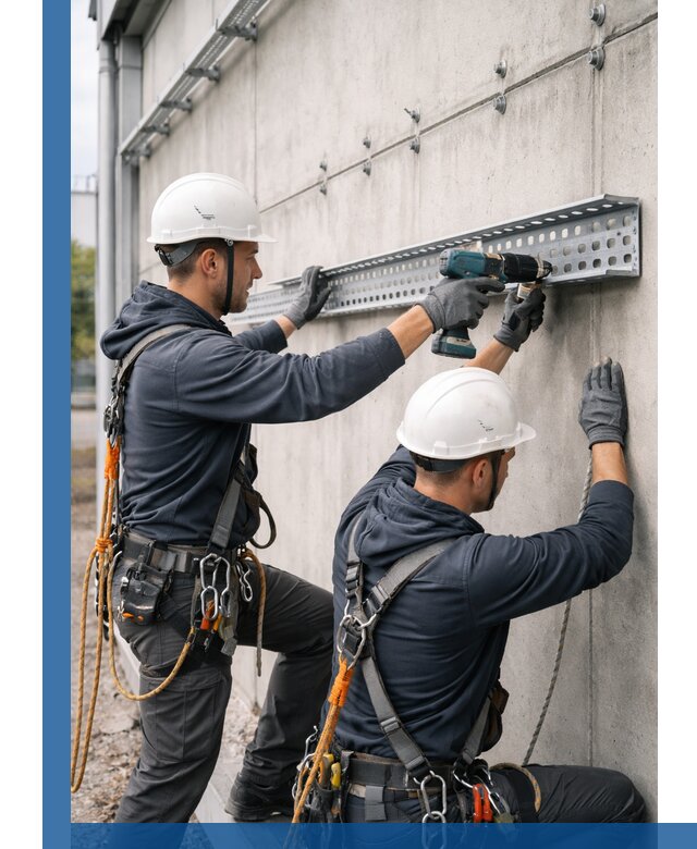 Монтаж кабельных лотков на фасаде зданий в Шелехове с гарантией