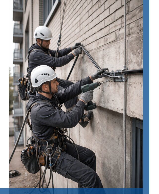 Крепление кабеля на фасаде в Шелехове от 375 р. | ВЫСОТНИК-Шлх