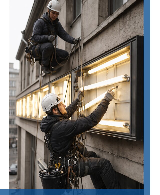 Замена ламп в вывеске в Шелехове под ключ от 3750 р. | ВЫСОТНИК-Шлх