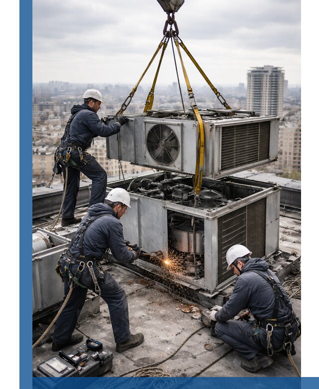 Демонтаж крышной установки в Шелехове любой сложности