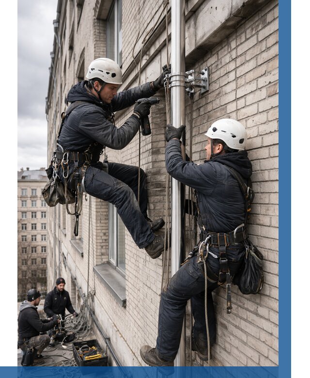 Монтаж флагштока на здании в Шелехове от 6965 р. | ВЫСОТНИК-Шлх