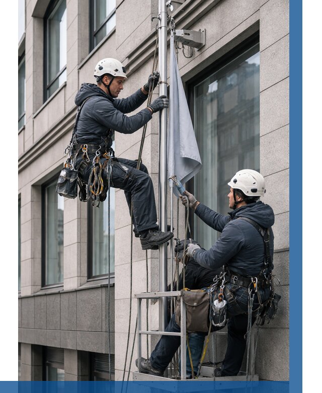 Установка флагов на фасаде в Шелехове от 4822 р. | ВЫСОТНИК-Шлх