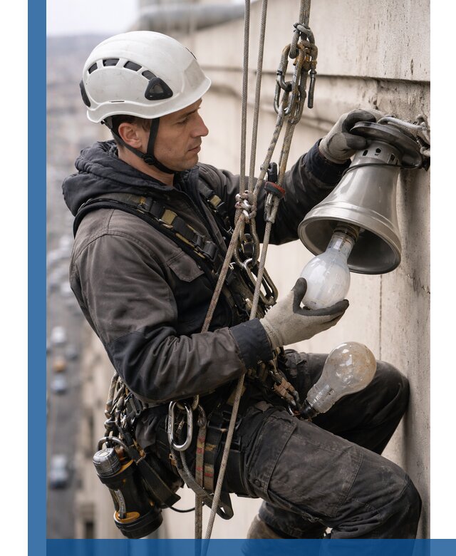 Замена ламп на высоте в Шелехове профессионально и быстро