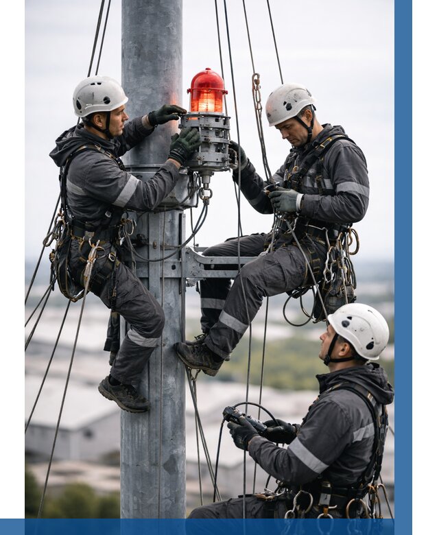 Монтаж заградительных огней в Шелехове от 9108 р. | ВЫСОТНИК-Шлх