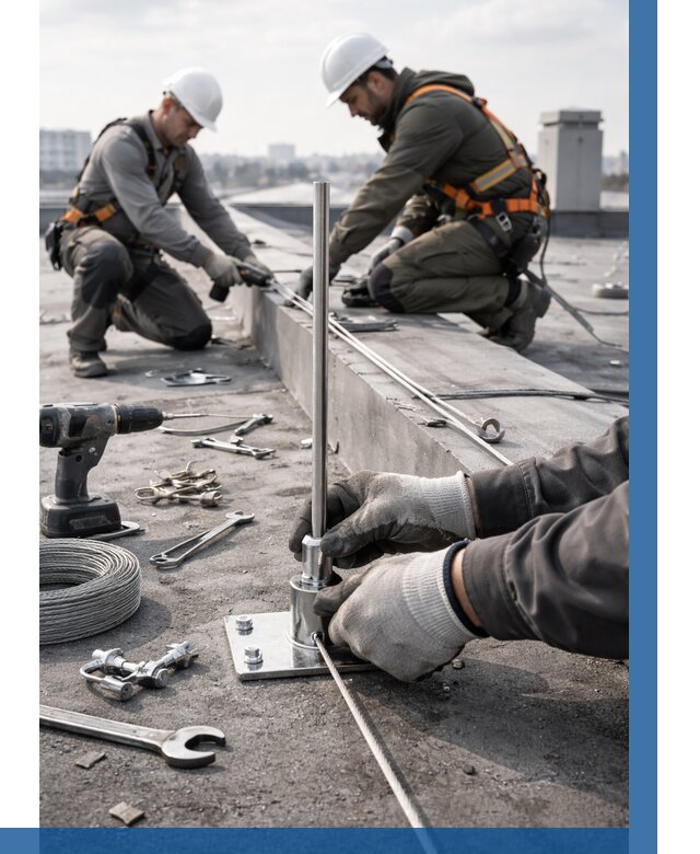 Монтаж молниезащиты на кровле в Шелехове цена от 26788 р. | ВЫСОТНИК-Шлх