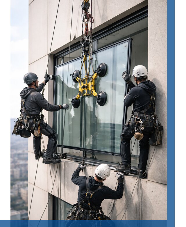 Монтаж стеклопакетов на высоте в Шелехове от 3429 р. | ВЫСОТНИК-Шлх